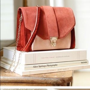 Sézane blush Tiger suede shoulder bag